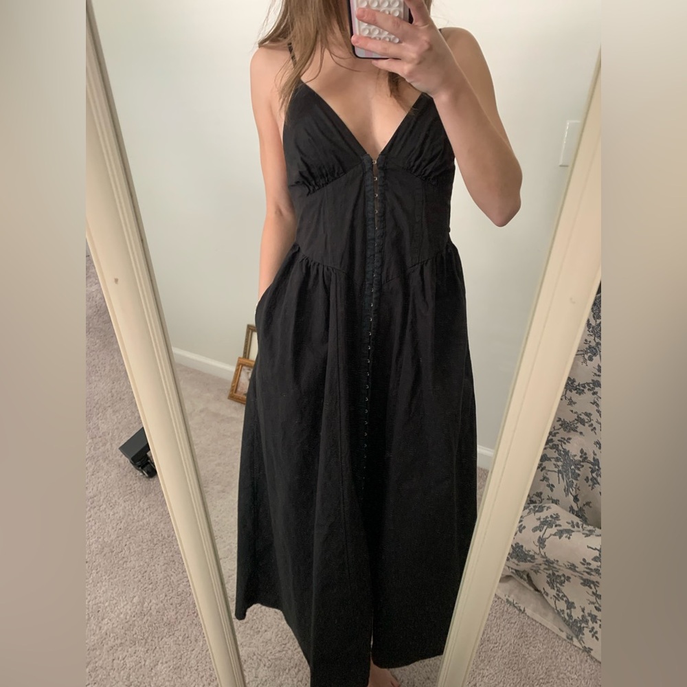Urban Outfitters Black Hook-and-Eye Midi Dress - Picture 8 of 8